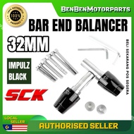 UNIVERSAL MOTOR CNC BAR END CAP BALANCER 32MM BLACK ORIGINAL SCK RACING