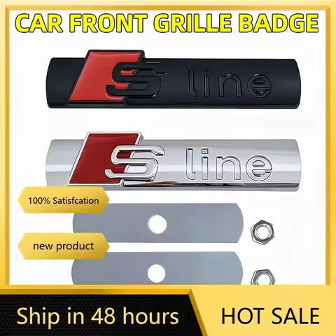 1pc Car Front Grille Emblem Badge Decal Accessories for Audi Sline S7 S8 A4L SQ5 SQ7 S3 S4 S5 A6L A1