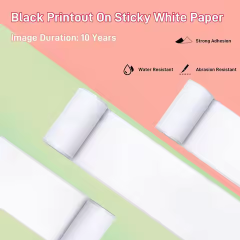 53mm Multicolor Clear Thermal Paper for Phomemo/PeriPage, Self-Adhesive/Non-Adhesive Photo Crafts, J