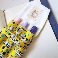 布筆袋-和風3鋼筆筆套-黃色貓咪