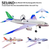 SELIKO C919 Passenger Plane Model, 34*36*7.5cm USB Rechargeable Electric Foam Hand Thrown Plane,  3 