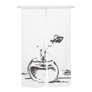 Japanese Striped Door Noren Fish Blue Beige Izakaya Kitchen Living Room Doorway Partition Opaque Han