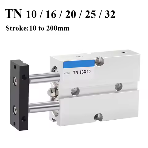 Double Twin-Rod Pneumatic Cylinder TN 10 16 20 25 32mm Aluminum Alloy Stroke 30 40 50 60 80 100 150 