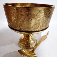 ขันพานทองเหลือง 6 นิ้ว ตอกลายไอยรา ทัพพี Premium & Luxury