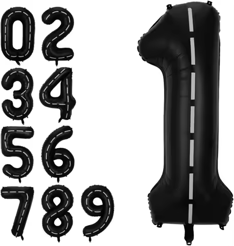 Race Car Number 1 Balloon 40Inch Racing Car 1st Birthday Balloon Two Fast Balloon Track Black Balloo