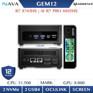 Mini PC AooStar GEM 12 Pro Max R7 8845HS 8745HS Gem12 DDR5 Convenient Oculink AMD Radeon 780M LCD Sc