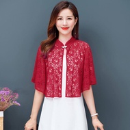 HOFALY 2024 Cape Womens Cheongsam Top Lace Cardigan Bolero Blouses Small Shawl Plus Size Women Forma