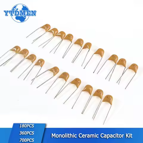 180-700PCS 50V Monolithic Ceramic Capacitor Kit 20PF 22PF 220PF 47NF 1NF 10NF 0.1UF 1UF 102 104 105 