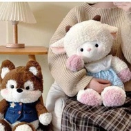 Lovely Sheep Face Teddy Bear with Checkered Skirt, Cute Running Sheep Sleeping Pillow