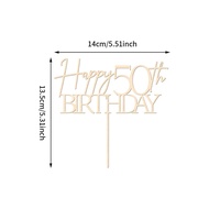 YOMDID Happy 50th Birthday Cake Topper Wooden Cake Topper 50th Cake Decoration for Happy 50th Annive