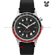 TIMEX TW2W22800 Men's Analog Watch Waterbury Traditional GMT Date Red Accents Quartz 39mm Leather St