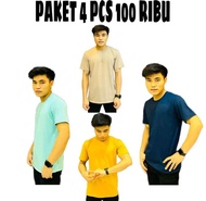 PROMO 4 PCS KAOS POLOS LENGAN PENDEK//KAOS PRIA WANITA BAHAN SEMI KATUN