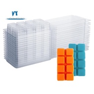 50 Packs Wax Melt Containers 8 Cavity Clear Empty Plastic Wax Melt Molds Cubes Clamshells for Tarts 