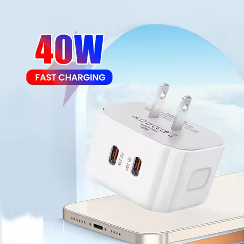 40w USB C Charger Dual Type-C PD20w Fast Charging Phones Adpater For iPhone 15-17 Samsung Xiaomi Hua