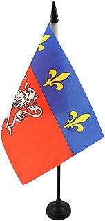 AZ FLAG French Province of Lyonnais Table Flag 5'' x 8'' - France - Lyon Desk Flag 21 x 14 cm - Blac