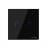 (SG shop) Sonoff T3UK2C-TX – 2 Gang Way Wi-Fi Smart Wall Switch – Black