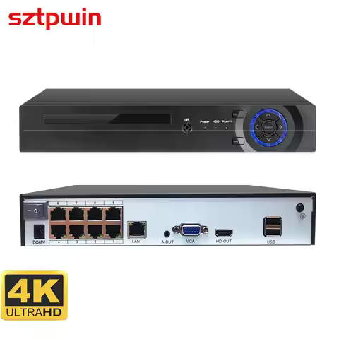 8CH 4K 8MP H.265 PoE DVR for HD 4K 4MP 5MP PoE IP Camera with Face Recognition 48V ONVIF CCTV