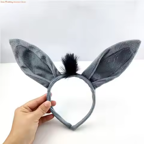 G92D Faux Fur Dunkey Ears Horse Headband Animal Hair Hoop Dunkey headband Halloween Headband Horse C