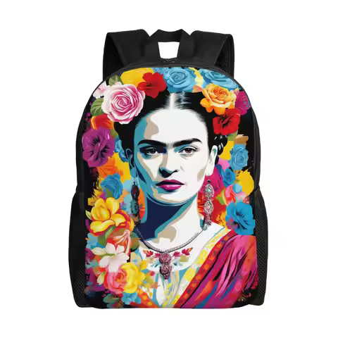 F-Frida K-Kahlo Flower Print Backpack Female Polyester Sport Backpacks Breathable Modern High School