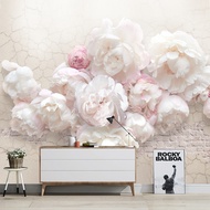 American Pink Flower Mural Live Stream Wall Cloth Influencer TV Background Wallpaper 3D Sofa Living 