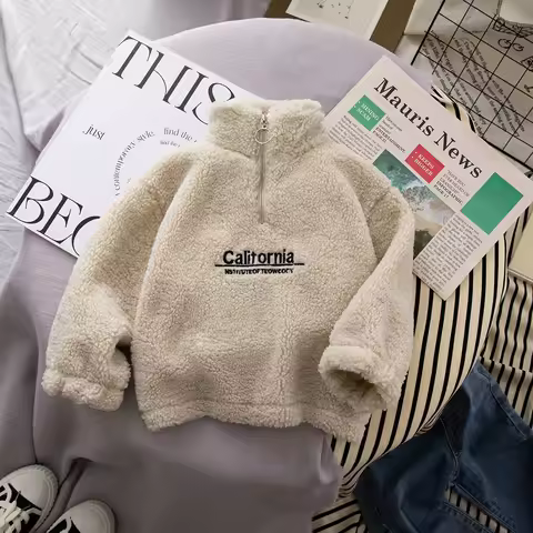 Baby Girl Clothing Spring/Fall Lambswool-Lined Warm Girl's Sweatshirt Top Cute Letter Print Children