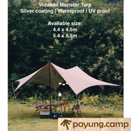 VIDALIDO Monster Tarp BLACK / SILVER Coating 5.4 x 5.5m / 4.4 x 4.5m Camping Tent Tarp Flysheet Wate