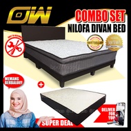 [Combo Set] Nilofa Queen Divan Bed With 8-Inch Queen Size Mattress ( Bed + Mattress Set ) Bed Frame