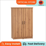 P2U Dublin 2 door low wardrobe in Natural Oak colour /Sonoma Light /Grey Line