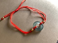 快速出貨 天然藍水翡翠甜甜圈手鍊 幸運紅繩 開運紅繩 冰種藍水