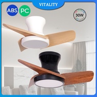 【VITALITY】24" 32" Ceiling Fan With Light DC Motor Mini Ceiling Fan in Bedroom LED Ceiling Light