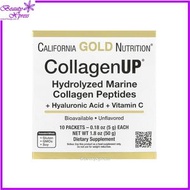 CALIFORNIA GOLD NUTRITION - CollagenUP® 水解海洋膠原蛋白勝肽 透明質酸+維他命 C 原味 10包 每包 0.18 盎司 ( 5 克) [平行進口] 此日期前最佳