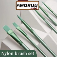 AMOR12UU 4/6 pcs Hand Drawn Watercolor, Soft Hair Pointed Round Flat Head Watercolor Brush, Fashion 