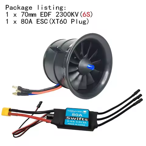 50mm 64mm 70mm 90mm 11/12-Blades EDF Plane Ducted Fan 50A ESC for E-flite Viper RC Jet Airplane Mode