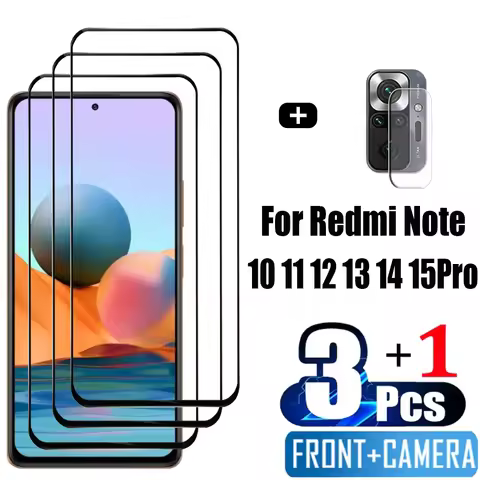 Pelicula, Front Tempered Glass For Xiaomi Redmi Note 15 14 10 11 12 13 Pro 5G Screen Protectors Redm