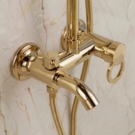 Gold Bathroom Shower Set Senducs Round Rainfall Hand Shower Head Copper Bathtub Mixer Faucets Hot Cold Bath Shower System ksafdajeop eiwruprewhjfkl uwiqrhdjfsbhg shower set