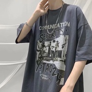 COD Short-Sleeved T-Shirt Men Korean Version Trendy Loose All-Match Round Neck T-Shirt Summer ins Ca