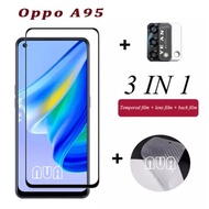 3in1 Oppo A95 4G/A95 5G Camera Lens Film + Full Screen Glass + Back Black Edge Shockproof