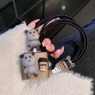 Cute Kaws Set Charger Case Protector Set with Cable Protector for iP20W/18W Charger iP14 plus/ iP13p