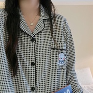 Women's Plaid Pajama Set - Long Sleeves Leisure Wear