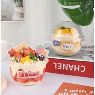 50pcs Dessert Cup 8oz with Cover Lid with HOLE Plastic Cup