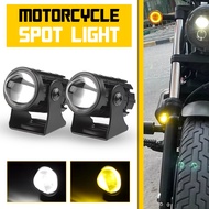 AUXITO 2pcs Motorcycle LED Headlight Fog Driving Spot Light Dual Color  Yellow White