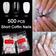02 500 Pieces/Short Chiffon Style False Nails Pvc Short Cut Ends Press On Nails