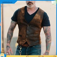 Autumn Men's V-neck Brushed Leopard Vest Rock Heavy Metal Wild Vest
