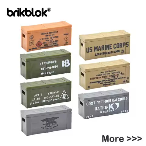 MOC Printed Ammo Crate Gun Box Building Blocks Bricks Construction Toys