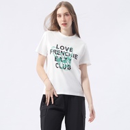 ESP เสื้อทีเชิ้ตลายเฟรนช์ชี่ อีซี่ ผู้หญิง สีขาว | Frenchie Eazy Print Tee Shirt | 06244