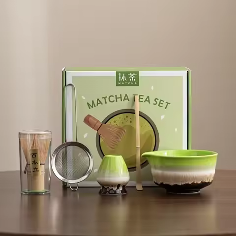 Tea Sticks Japanese Matcha Tea Set Matcha Spoon Tea-Making Tools Matcha Brush Match Bowl Bamboo Cera