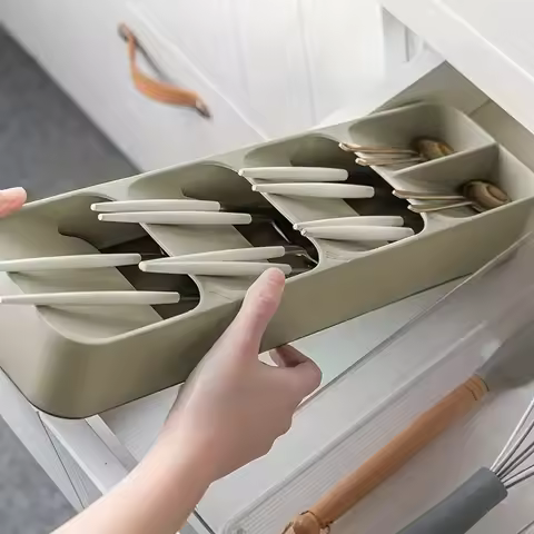 Cutlery Organizer Knife Storage Tray Spoon Organizer Space Saving Cutlery Rack Compartment Organizer