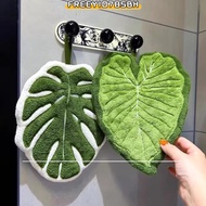 FREEYIO785BH Hand Towel, Cartoon Leaf Coral Velvet Kitchen Handkerchief, High Quality Hanging Absorb