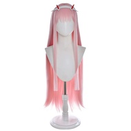 DARLING in the FRANXX Zero Two Cosplay Wig Pink Long Straight Costume Halloween Wigs for Women with 