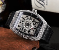 FRANCK MULLER Luxury Mens Watches Fashion Hip Hop Iced Diamond Waterproof Tonneau Quartz Wristwatch Male Reloj Free Shipping